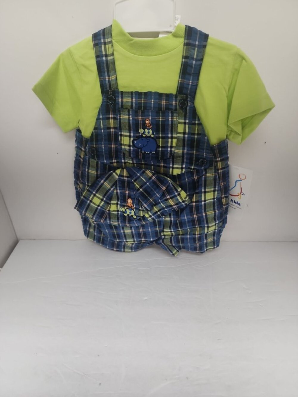 B,T. Kids Infant Boy's  3 Piece Set Blue Plaid Size 3-6 Months New !!!